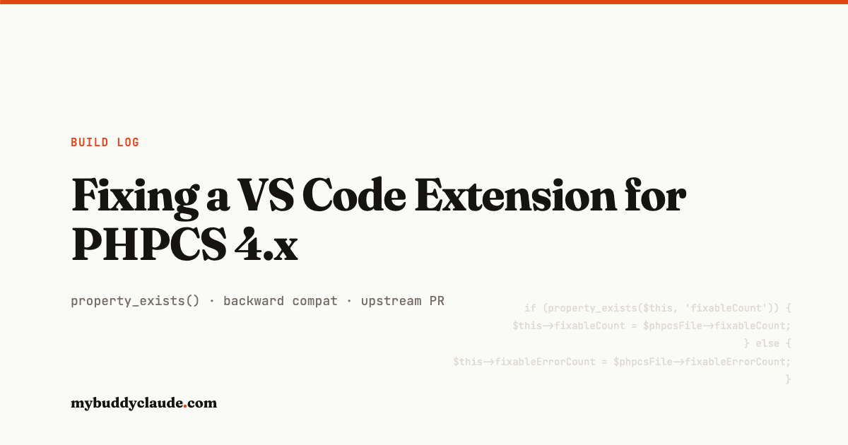 Fixing a VS Code Extension for PHPCS 4.x — Together – My Buddy Claude